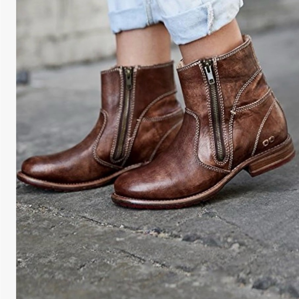 BED|STU Eiffel Boot- Teak Driftwood Leather Ankle Boots Size 9